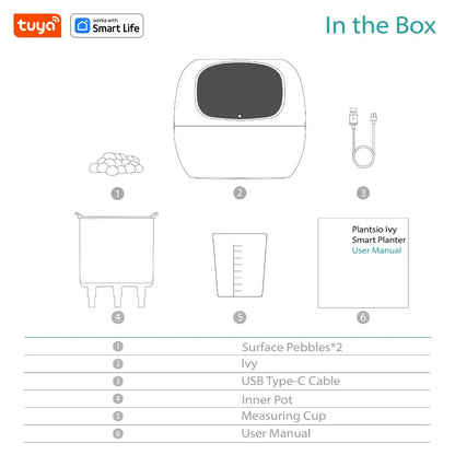 Smart Planter, Tuya Ivy Smart Planter, Endless Fun Over 49 Rich Expressions,7 smart sensors,AI Chips Make Raising Plants Easy and Fun