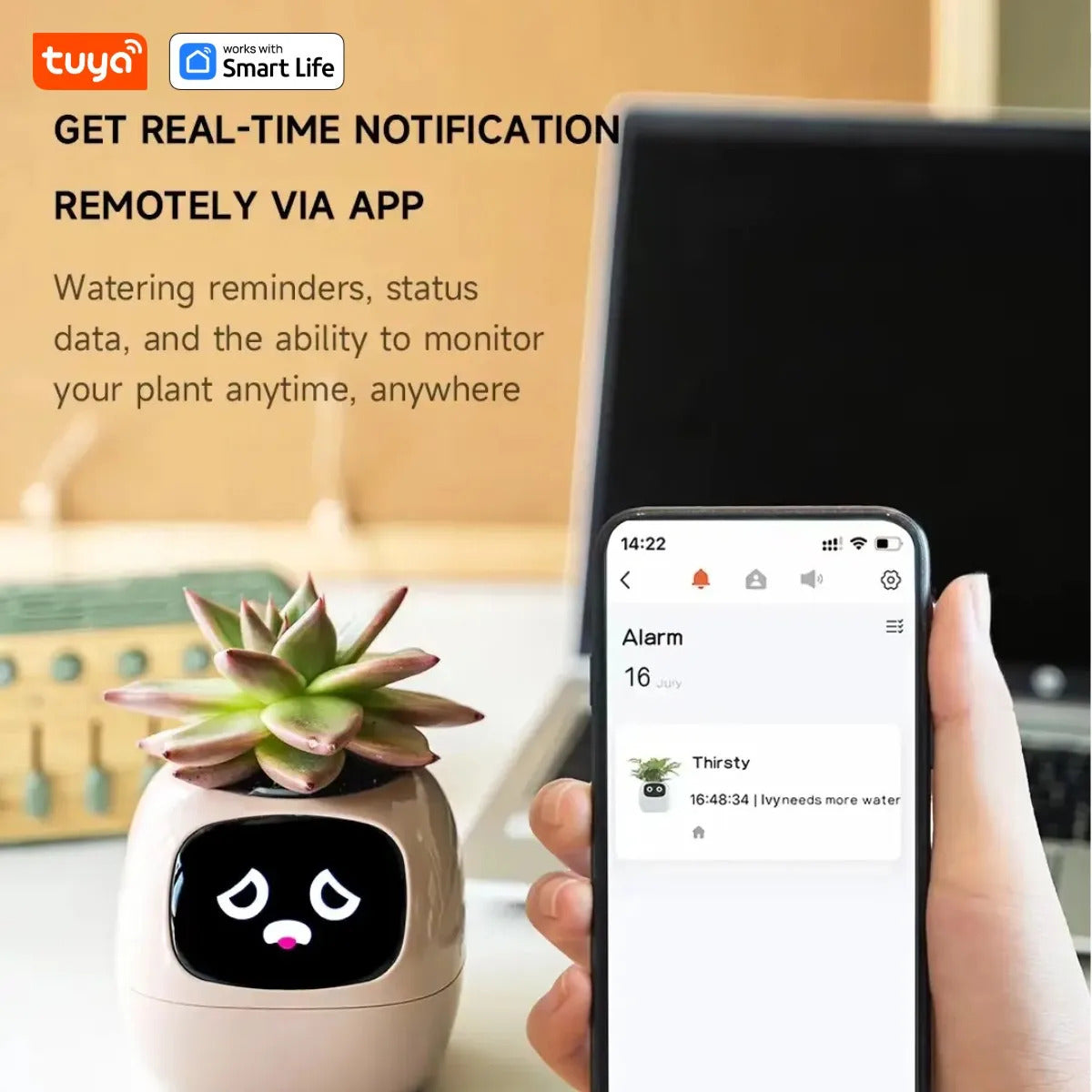 Smart Planter, Tuya Ivy Smart Planter, Endless Fun Over 49 Rich Expressions,7 smart sensors,AI Chips Make Raising Plants Easy and Fun